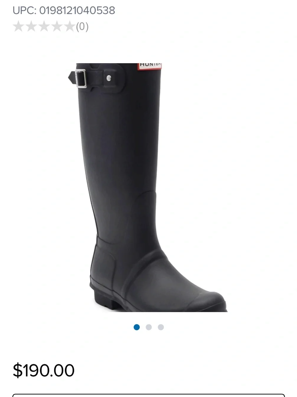 Hunter Black Tall Waterproof Rain Boots with Adjustable Buckle